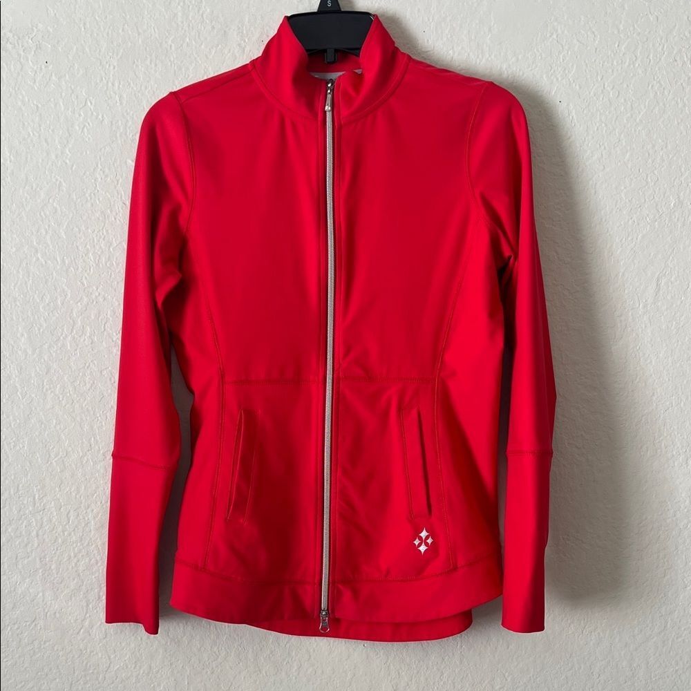 Like New! JOFIT Women's Red Full Zip Up Long Sleeve Jacket in Size XS